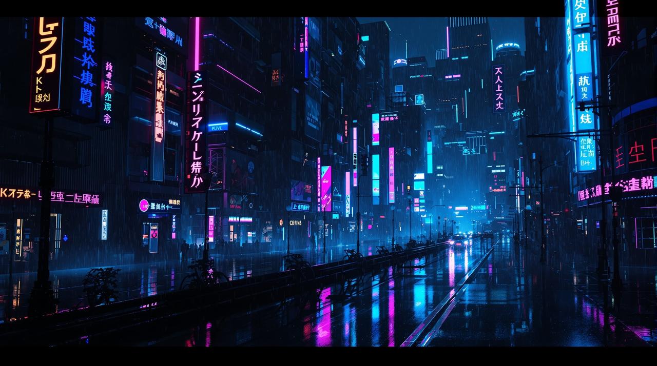 日本动漫网站 - 赛博朋克未来都市全景